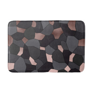 Tapis De Bain Mosaïque grise et noire d'or rose élégant élé