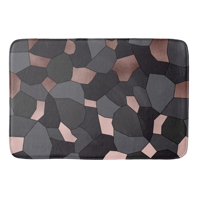 Tapis De Bain Mosaïque grise et noire d'or rose élégant élégant (Devant)