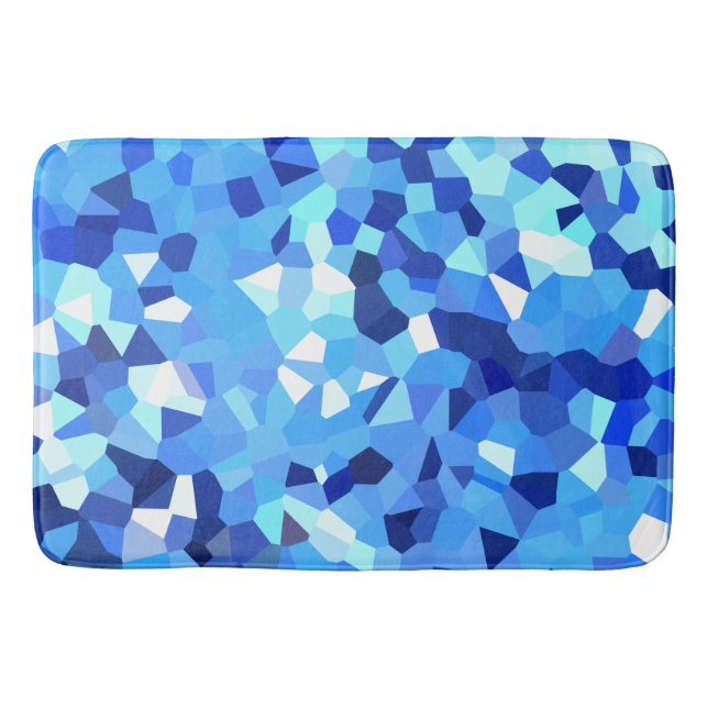 Tapis De Bain Mosaïque moderne bleue et de blanc en verre (Devant)