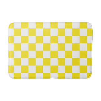Tapis De Bain Motif à carreaux jaune et blanc