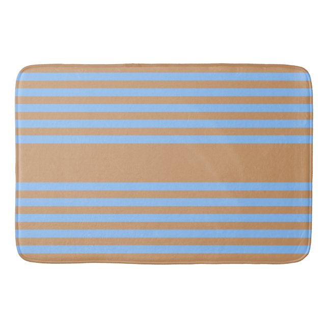 Tapis De Bain Motif à cinq bandes bleu et brun (Devant)