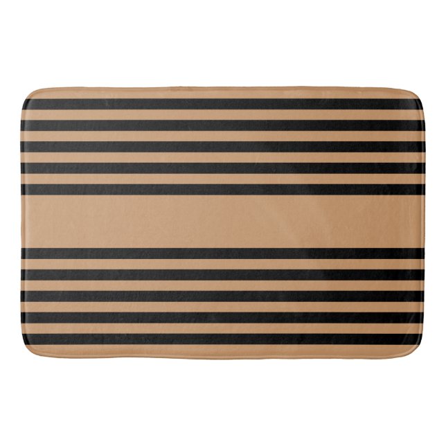 Tapis De Bain Motif à cinq bandes noir et brun (Devant)