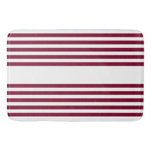 Tapis De Bain Motif à cinq bandes rouge et blanc bordeaux