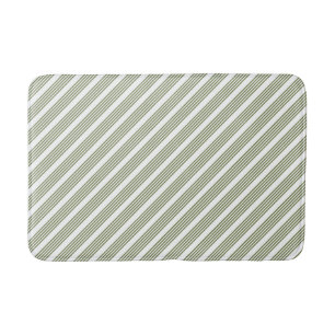Tapis De Bain Motif à cinq bandes vert et blanc olive