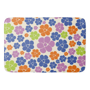 Tapis De Bain Motif à fleurs - Bleu, Orange, Violet, Vert