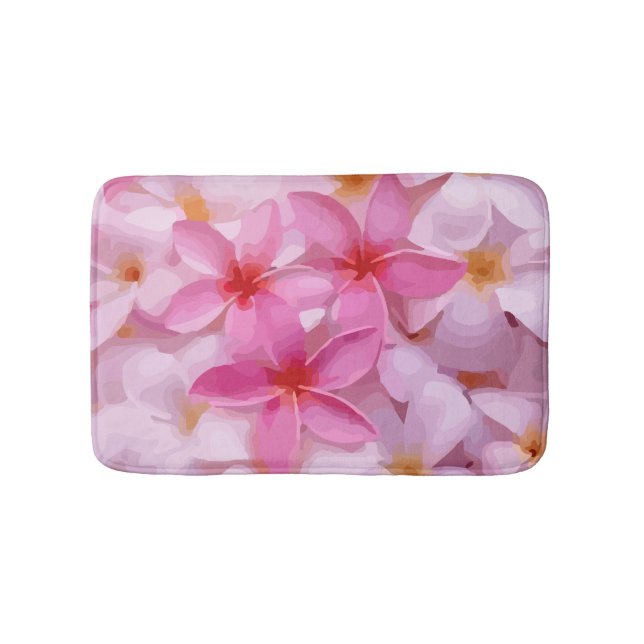 Tapis De Bain Motif à fleurs rose Plumeria (Devant)