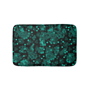 Tapis De Bain Motif à pois vert turquoise sur noir