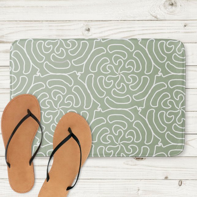 Tapis De Bain Motif abstrait à la sauge ornementale (Créateur téléchargé)