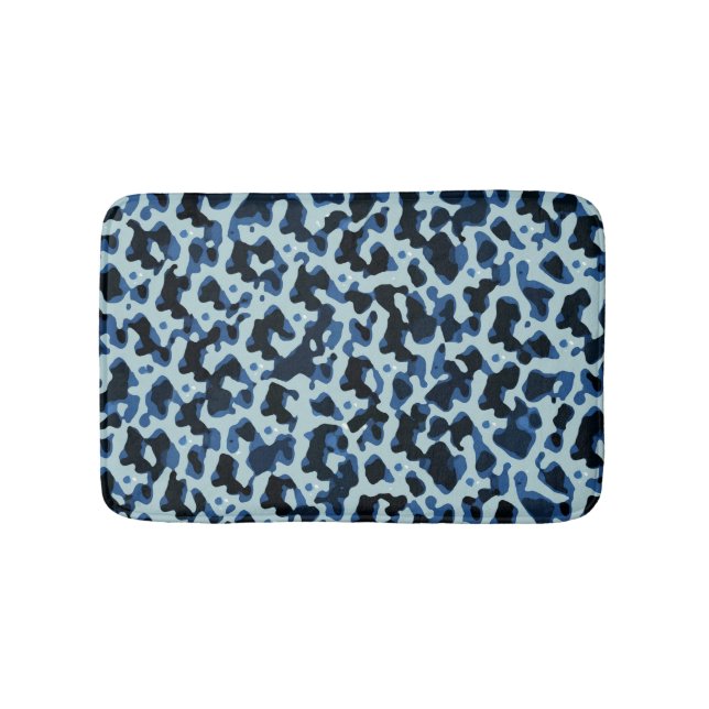 Tapis De Bain Motif Abstrait Camo noir bleu (Devant)