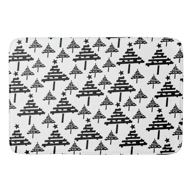Tapis De Bain Motif Abstrait de l'arbre de Noël noir blanc (Devant)