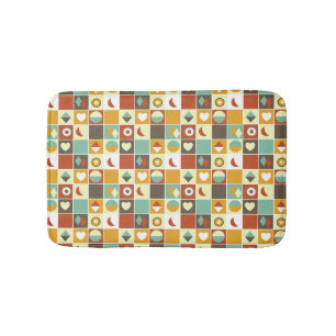 Tapis De Bain Motif Abstrait géométrique rétro Brown rouge orang
