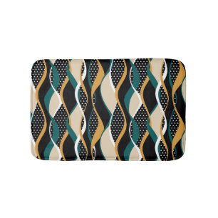 Tapis De Bain motif Abstrait rayé, coloré ondulé.