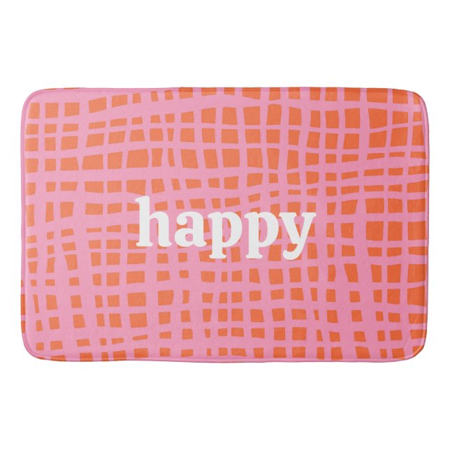 Tapis De Bain Motif Abstrait Retro Grid heureux (Devant)