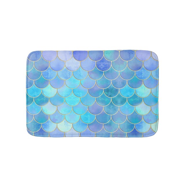 Tapis De Bain Motif Aqua Pearlescent & Gold Mermaid (Devant)