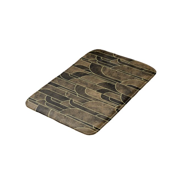Tapis De Bain Motif Art déco Brown et or riche (Angle)