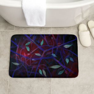 Tapis De Bain Motif Art déco - feuilles abstraits bordeaux