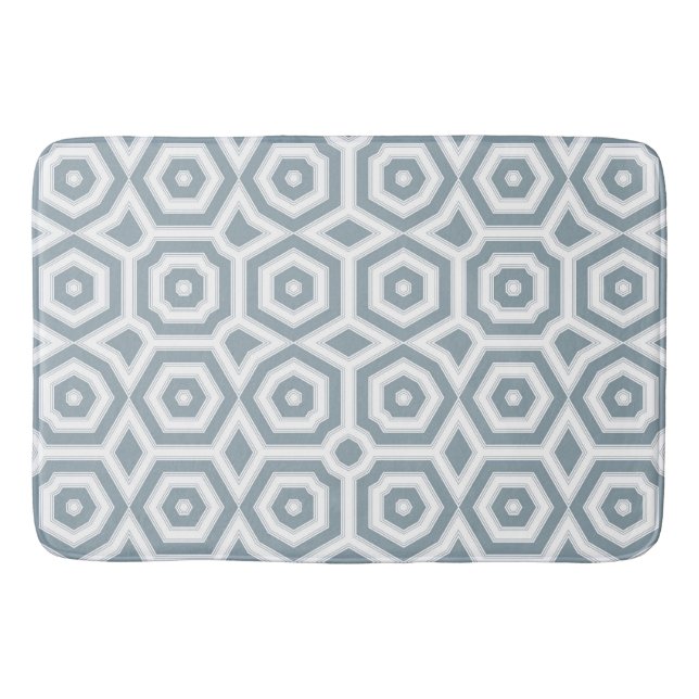 Tapis De Bain motif art déco gris blanc (Devant)