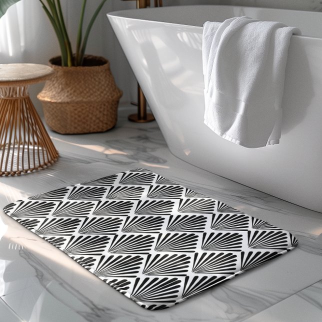 Tapis De Bain Motif Art déco noir et blanc (Créateur téléchargé)