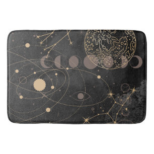 Tapis De Bain Motif Astrologique Black Gold