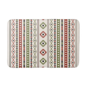 Tapis De Bain Motif Aztec Rust Green Blk Crm Mixed Motifs (V)