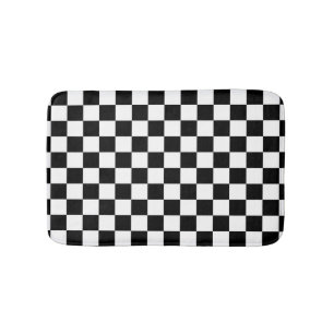 Tapis De Bain Motif blanc de noir classique de damier