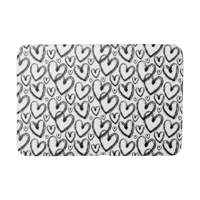 Tapis De Bain Motif blanc noir de couleur moderne (Devant)