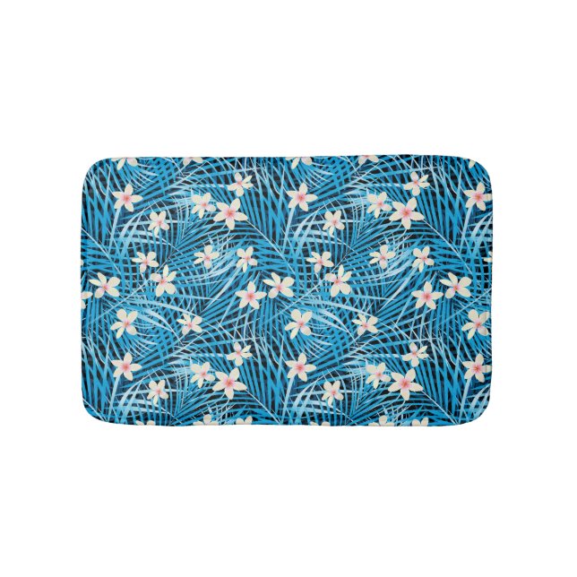 Tapis De Bain Motif bleu de palmettes (Devant)