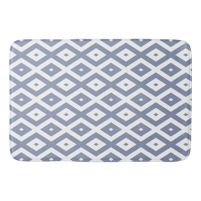 Tapis De Bain Motif bleu gris et blanc (Devant)