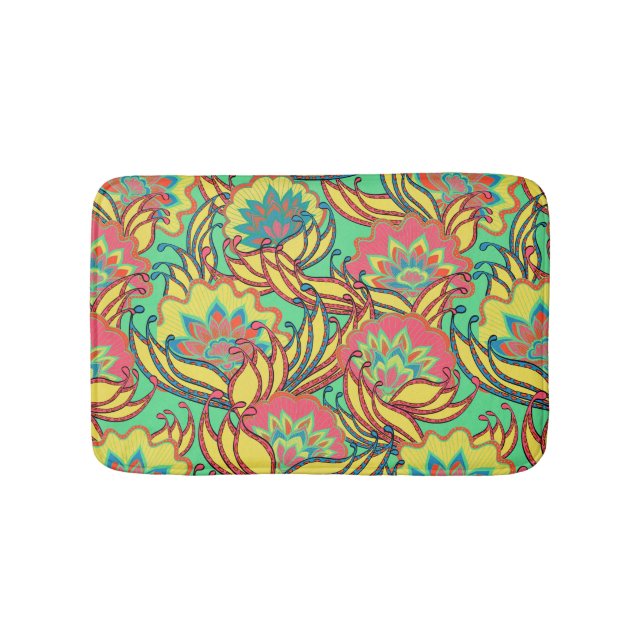 Tapis De Bain Motif Boho des couleurs des Caraïbes (Devant)