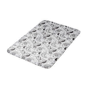Tapis De Bain Motif cachemire noir et blanc – Art textile élégan