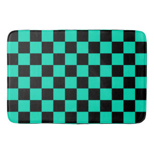 Tapis De Bain Motif chèque À damiers noir vert