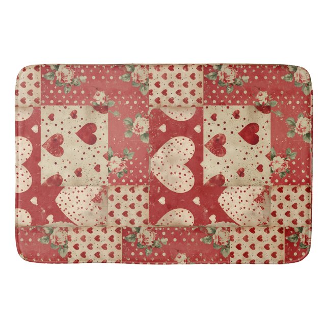 Tapis De Bain Motif Chic Red Patchwork (Devant)