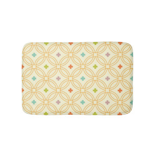 Tapis De Bain Motif circulaire à verrouillage géométrique rétro