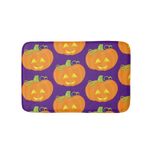 Tapis De Bain Motif Citrouille d'Halloween orange mou