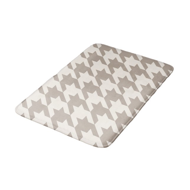 Tapis De Bain Motif classique neutre ivoire Taupe Houndstooth (Angle)