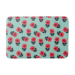 Tapis De Bain Motif cool de fleurs rouges