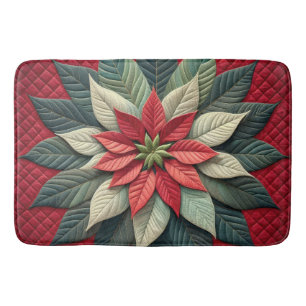Tapis De Bain Motif courbé Poinsettia rouge