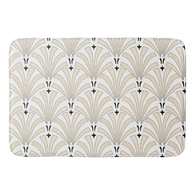 Tapis De Bain Motif crème et blanc chic d'art déco de Palmettos (Devant)