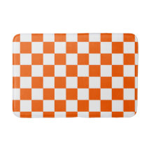 Motif damier orange et blanc