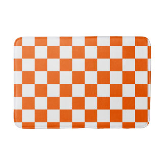 Tapis De Bain Motif damier orange et blanc