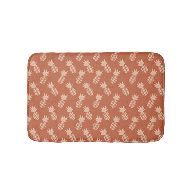 Tapis De Bain Motif d'ananas tropique Terracotta & Peach (Devant)