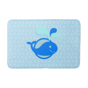 Tapis De Bain Motif d'ancre de baleine bleue mignon