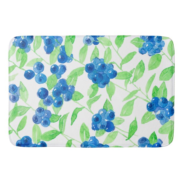 Tapis De Bain Motif d'aquarelle Bluberries (Devant)