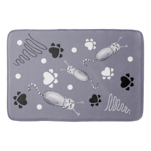 Tapis De Bain Motif D'Aquarelle Chats Et Pâtes