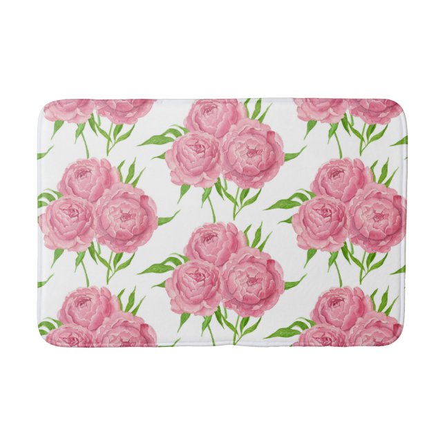 Tapis De Bain Motif d'aquarelle du bouquet de pivoine (Devant)