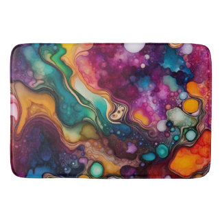 Tapis De Bain Motif d'aquarelle surréaliste psychédélique
