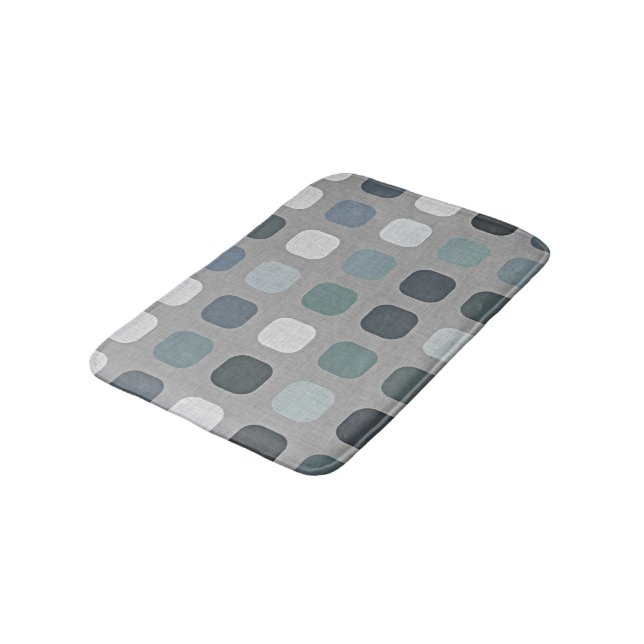 Tapis De Bain Motif d'art Carré turquoise gris bleu rétro (Angle)