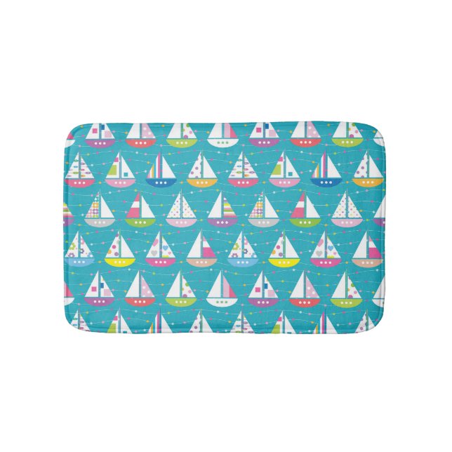 Tapis De Bain Motif de bateau à voile Pastel (Devant)