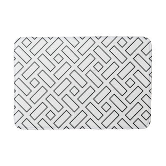 Tapis De Bain Motif de bloc linéaire noir et blanc - Blanc