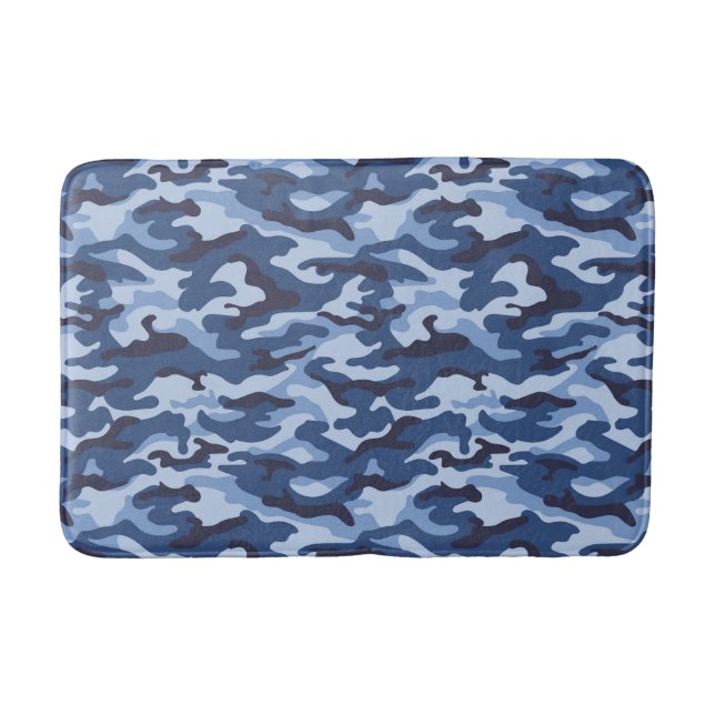 Tapis De Bain Motif de camouflage bleu foncé (Devant)
